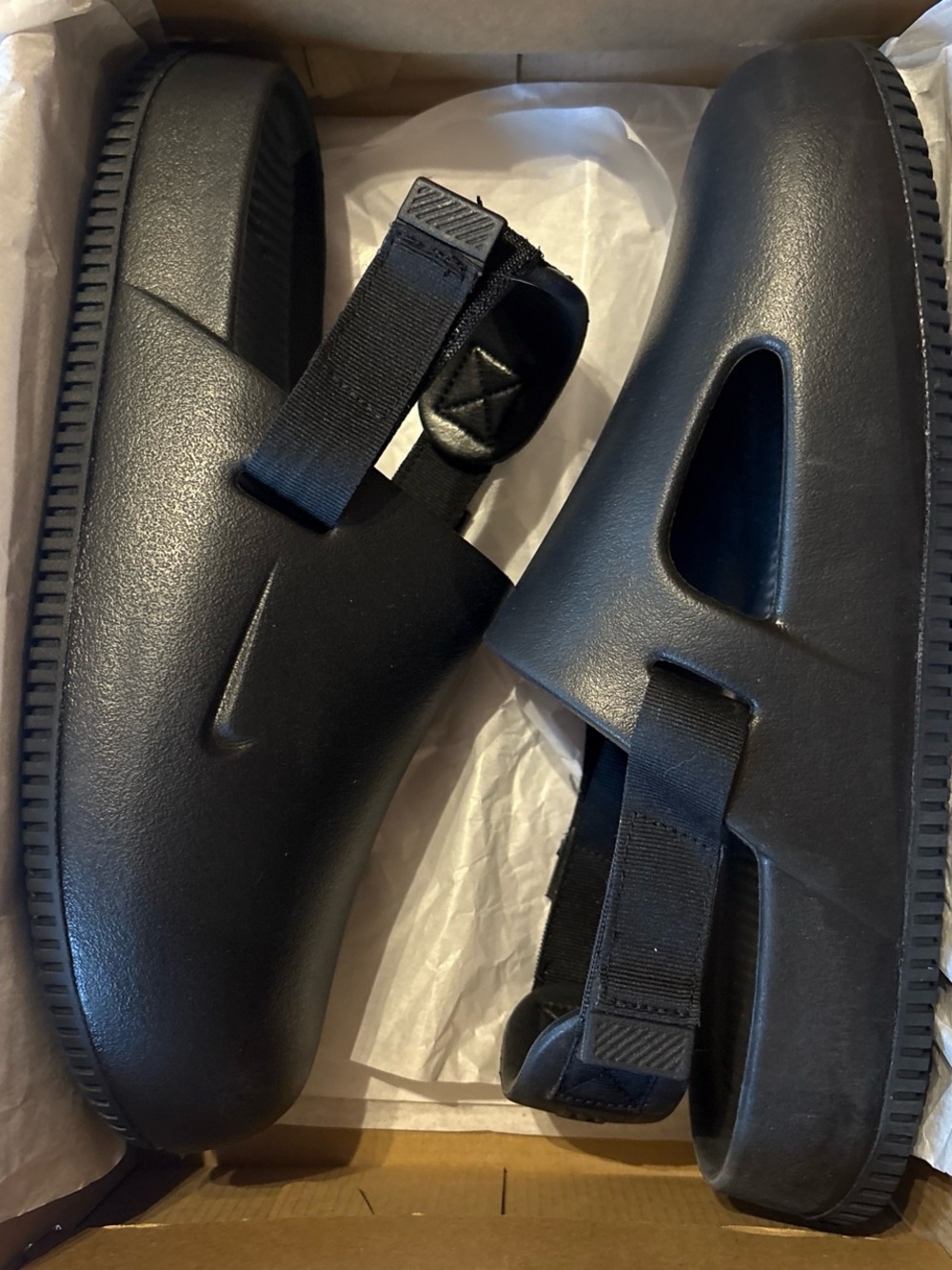 Nike Men's All-Black Slide Sandals with Adjustable Heel Strap